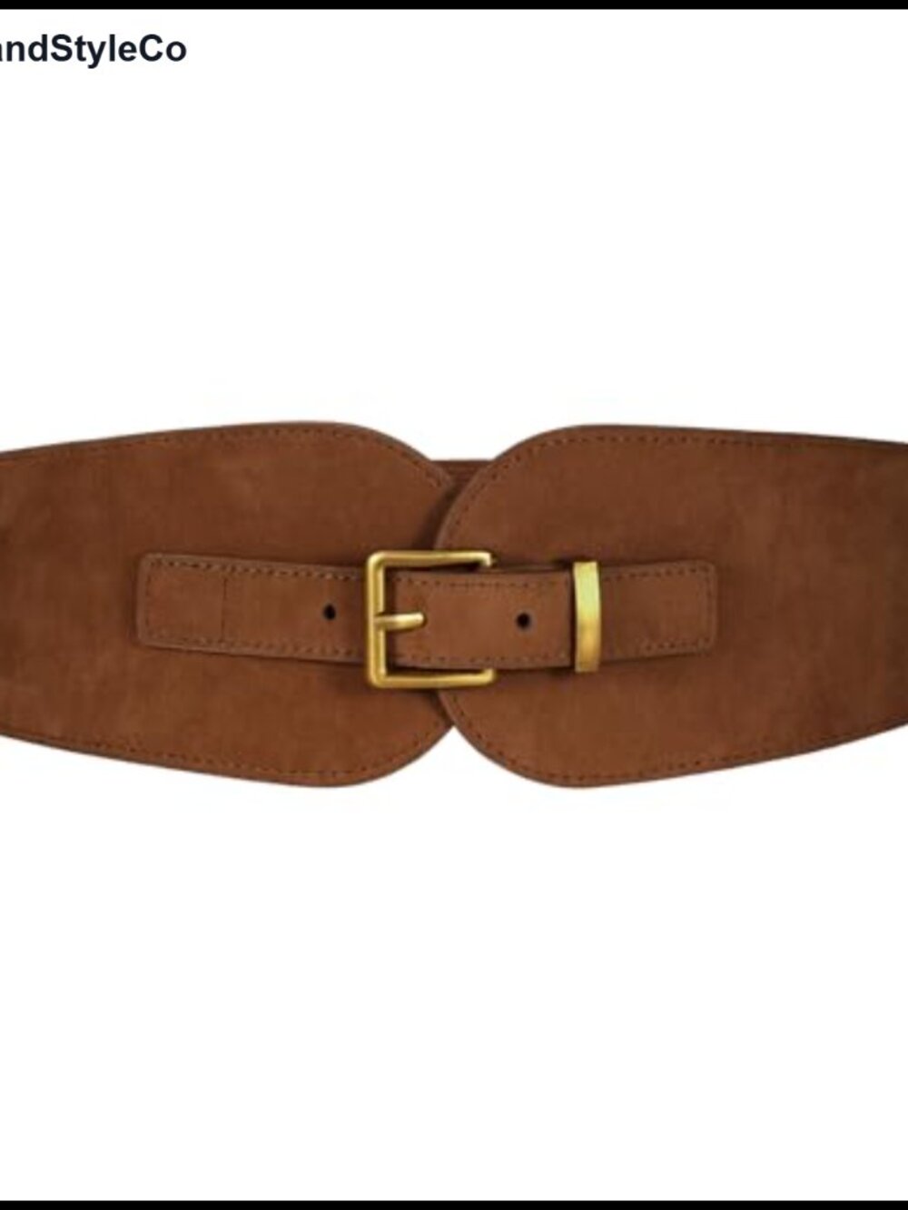 Wide Elastic Faux Suede Belt for Women Dress Gold Buckle Cinch
